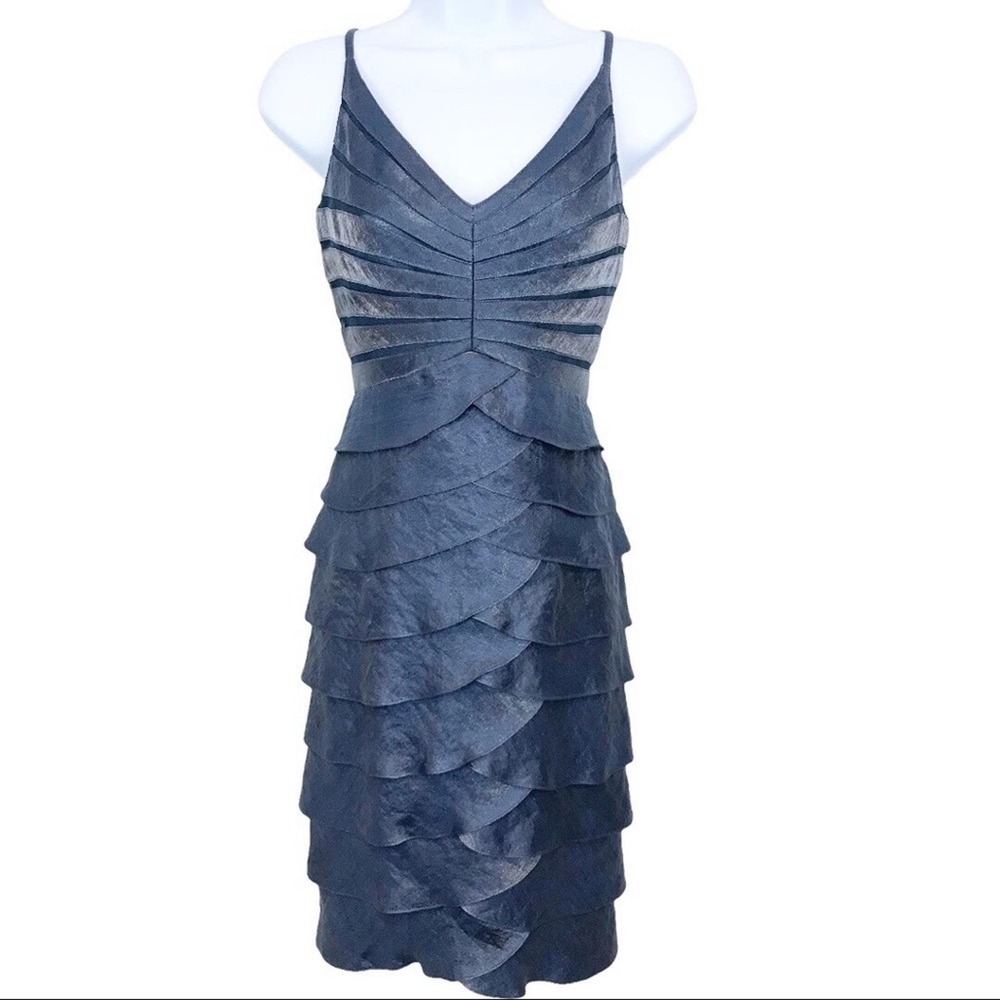 Adrianna Papell Occasions Tiered Ruffle Evening Cocktail Dress Sz 4 - Picture 3 of 13